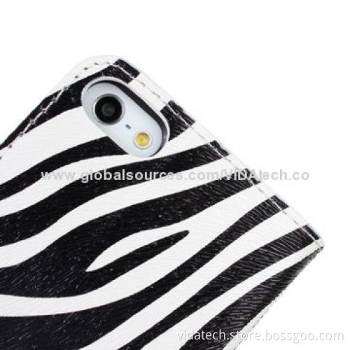 Zebra Pattern Leather Case with Card Slot and Holder, for iPhone 5/5S